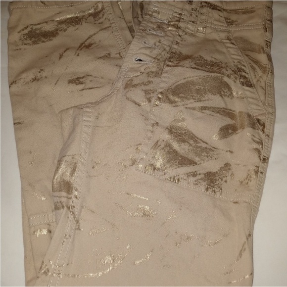 Anthropologie The Wanderer Gold Paint Brush Utility Pant Size 26 - Picture 6 of 12